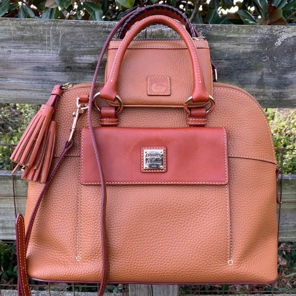 Dooney & Bourke Brown Leather Aubrey Zip Dome Bag